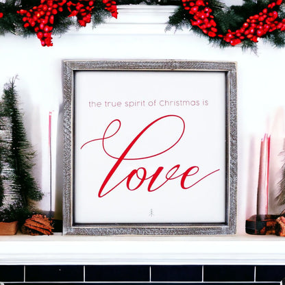 True Spirit 10 Inch Wood Framed Embossed Christmas Sign Inspirational Holiday Wall Decor