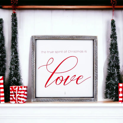 True Spirit 10 Inch Wood Framed Embossed Christmas Sign Inspirational Holiday Wall Decor