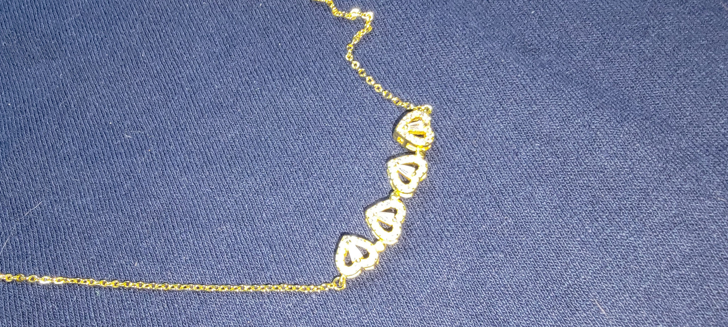 Lucky Clover Four Leaf Heart Necklace Gold Plated Pendant