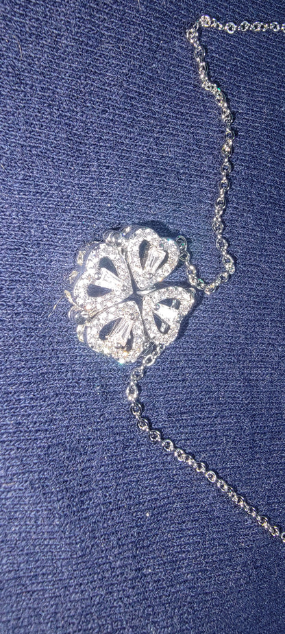 Lucky Clover Four Leaf Heart Necklace Gold Plated Pendant