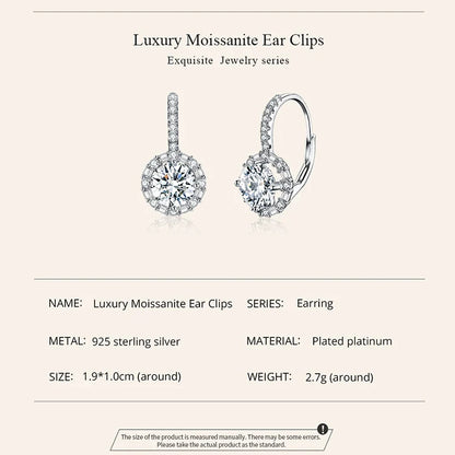 1.0ct Moissanite Hoop Earrings For Women Sterling Silver 925 Sparkling Engagement Wedding Gift