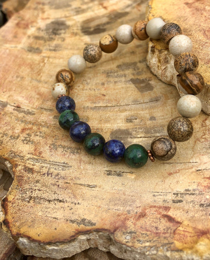 Malachite Chrysocolla Picture Jasper Stretch Bracelet