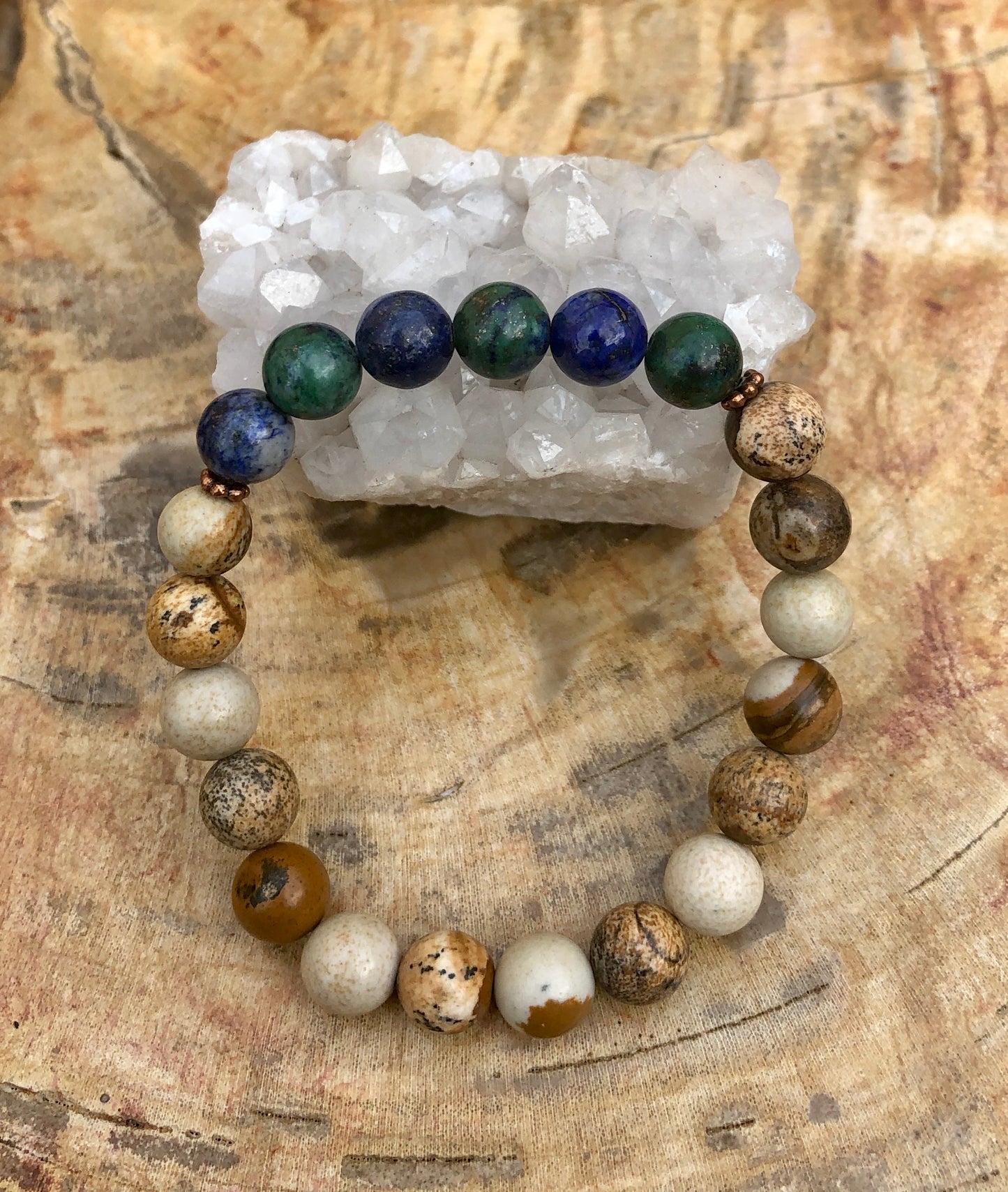 Malachite Chrysocolla Picture Jasper Stretch Bracelet