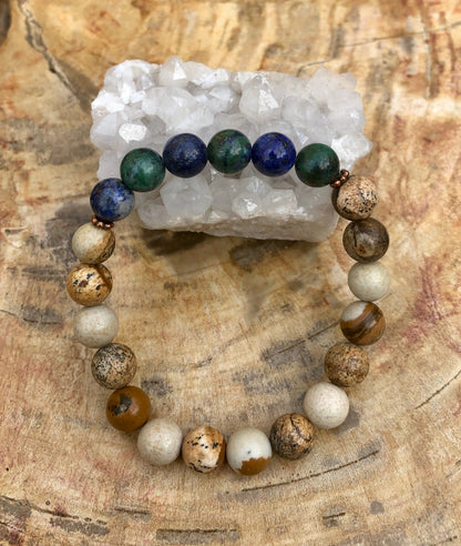 Malachite Chrysocolla Picture Jasper Stretch Bracelet
