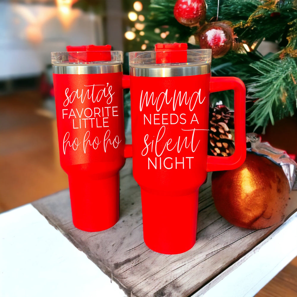 Mama Needs A Silent Night 40oz Insulated Mug With Handle Lid And Straw