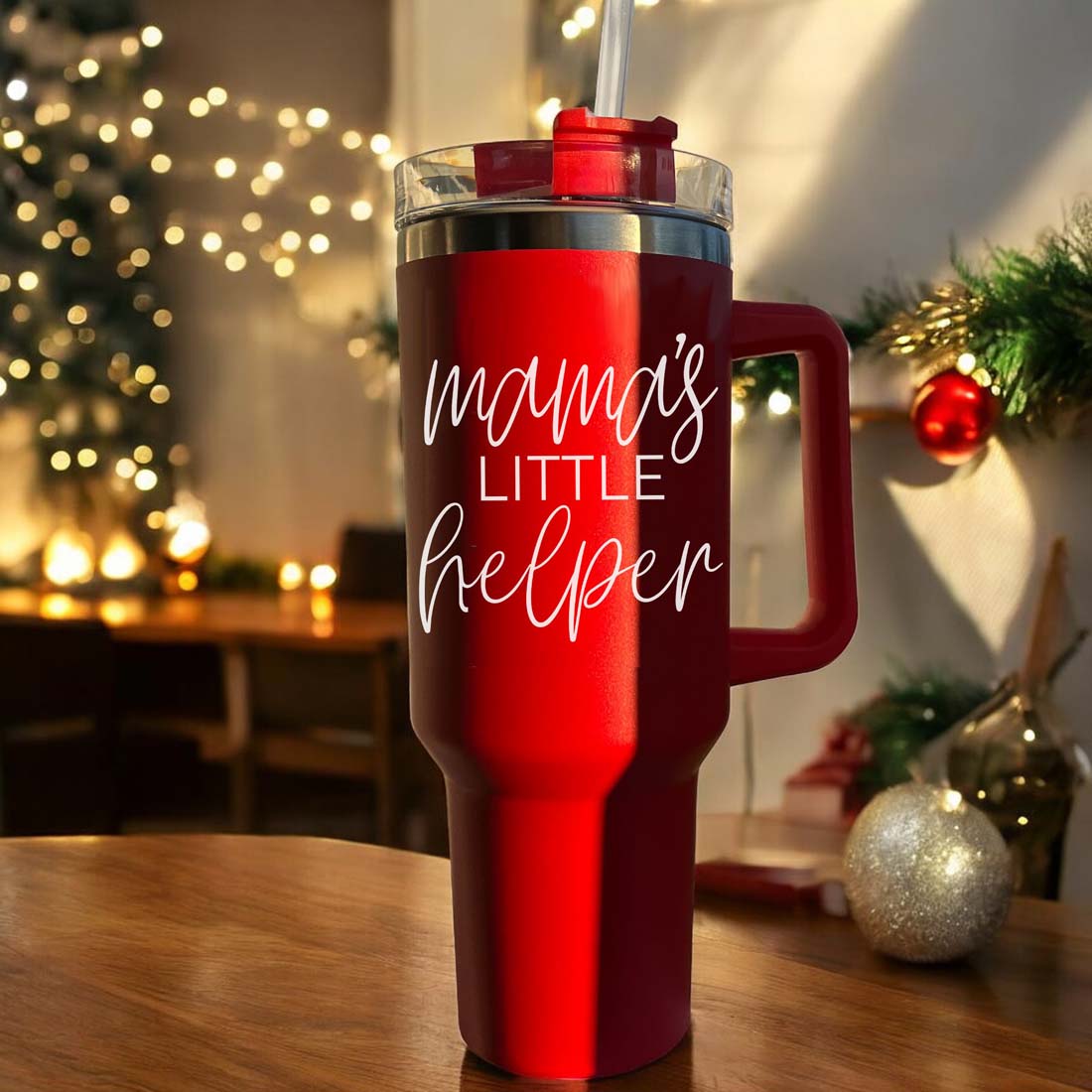 Insulated 40oz Travel Mug With Handle Lid And Straw, Green Option, Mom Gift