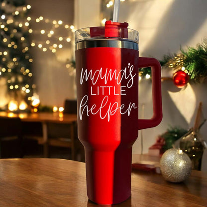 Insulated 40oz Travel Mug With Handle Lid And Straw, Green Option, Mom Gift