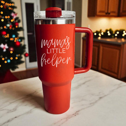 Insulated 40oz Travel Mug With Handle Lid And Straw, Green Option, Mom Gift