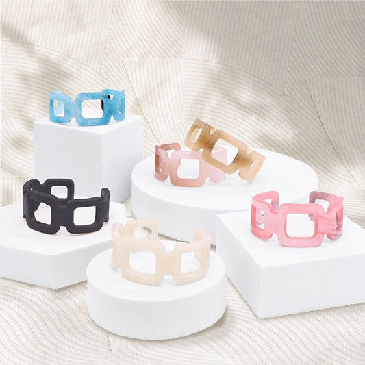 Marbled Square Link Resin Acrylic Bracelet Chunky Fashion