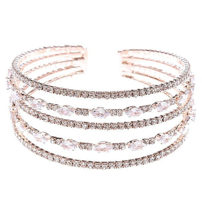 Marquise CZ Wrap Bracelet Gold Plated Multirow Spring Cuff