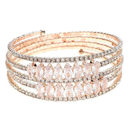 Marquise Rhinestone Crystal Spring Coil Adjustable Bracelet
