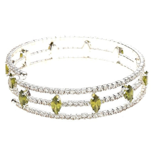 Marquise Rhinestone Wrap Bracelet Blue Crystal Triple