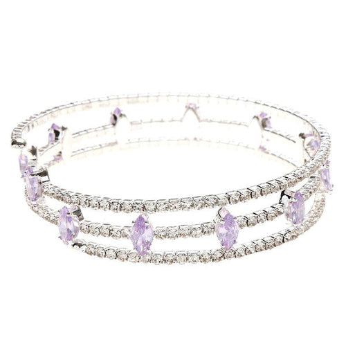 Marquise Rhinestone Wrap Bracelet Blue Crystal Triple