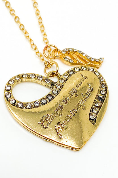 Memorial Heart Necklace Always On My Mind Pendant Silver