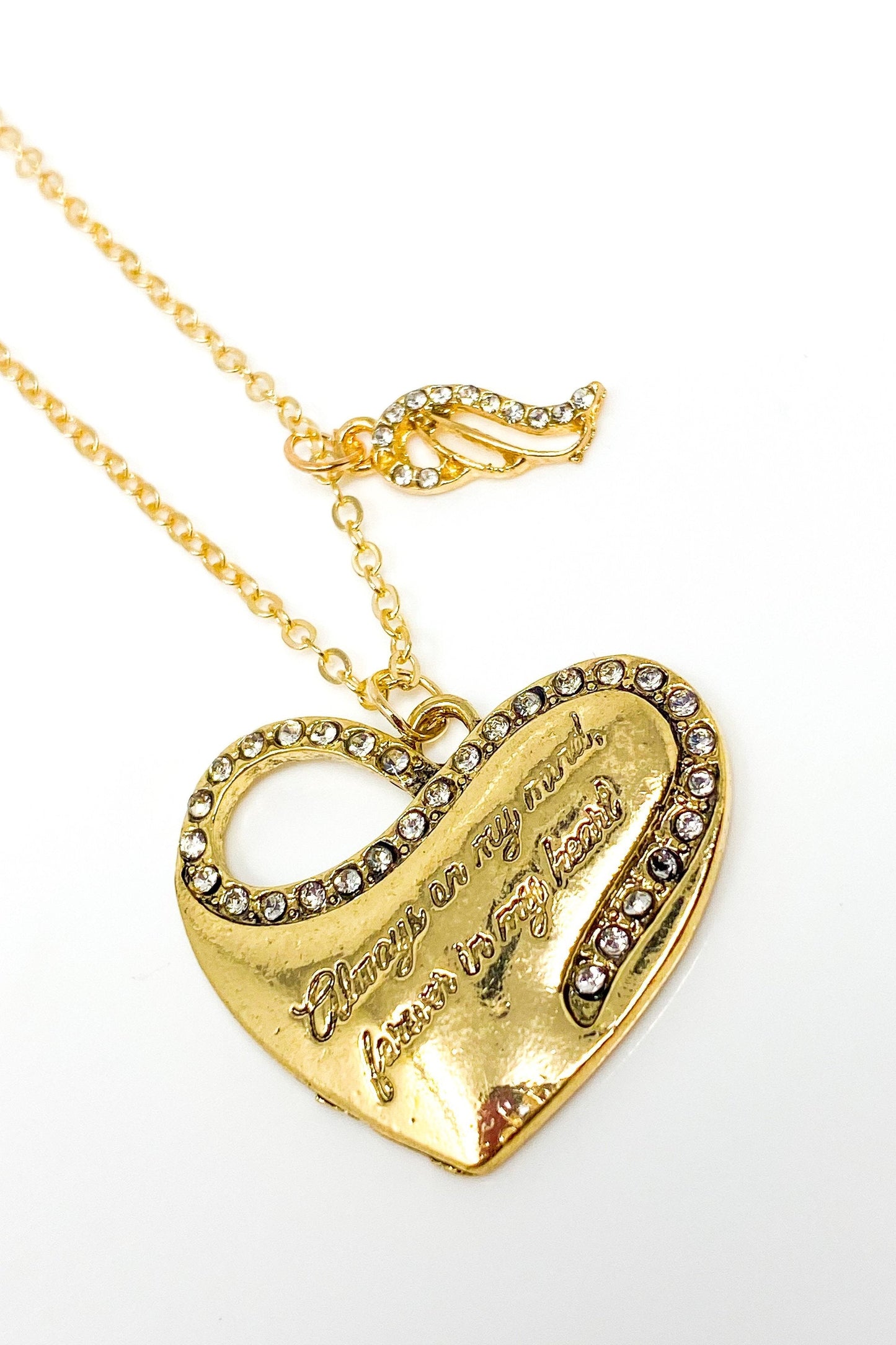 Memorial Heart Necklace Always On My Mind Pendant Silver