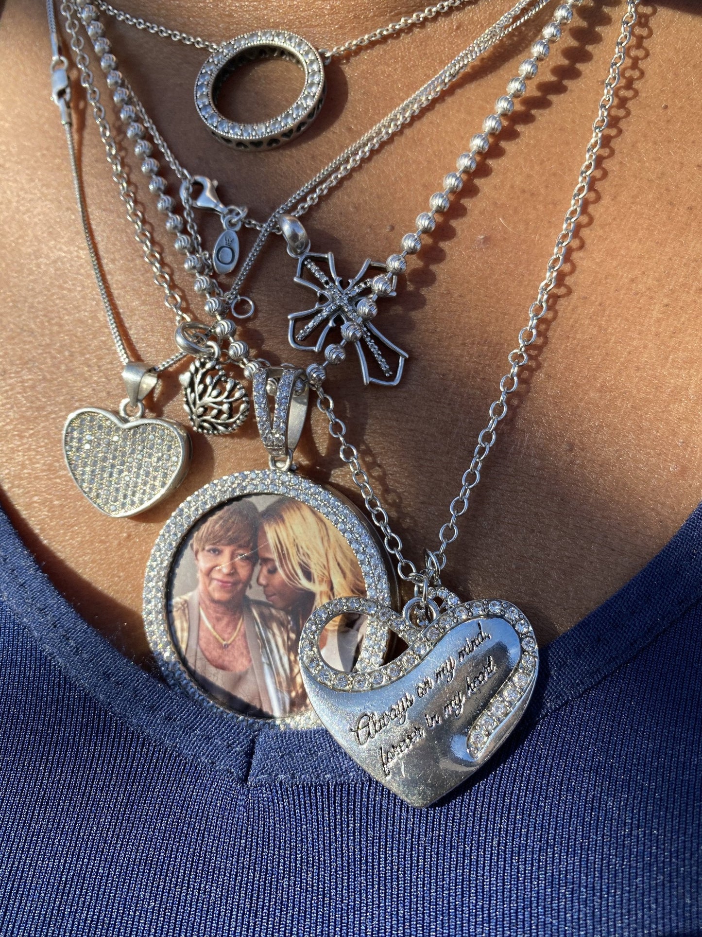 Memorial Heart Necklace Always On My Mind Pendant Silver
