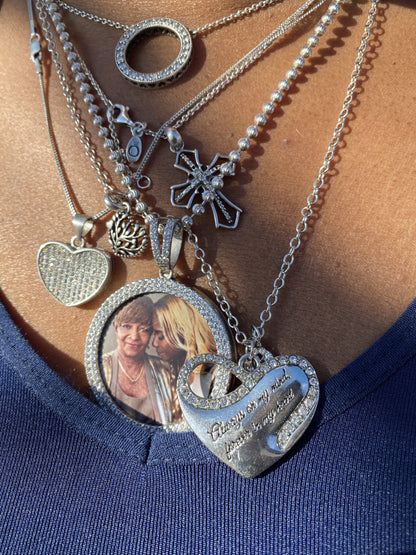 Memorial Heart Necklace Always On My Mind Pendant Silver