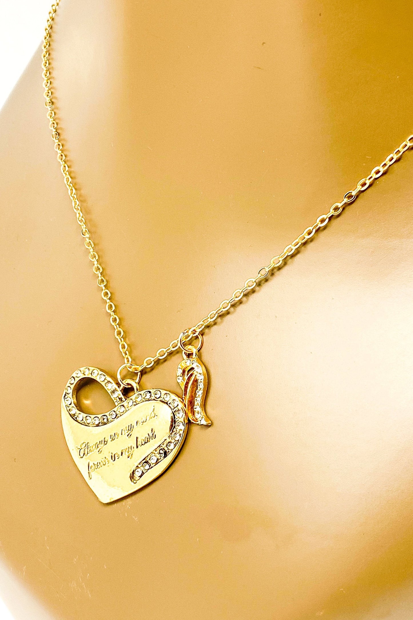 Memorial Heart Necklace Always On My Mind Pendant Silver