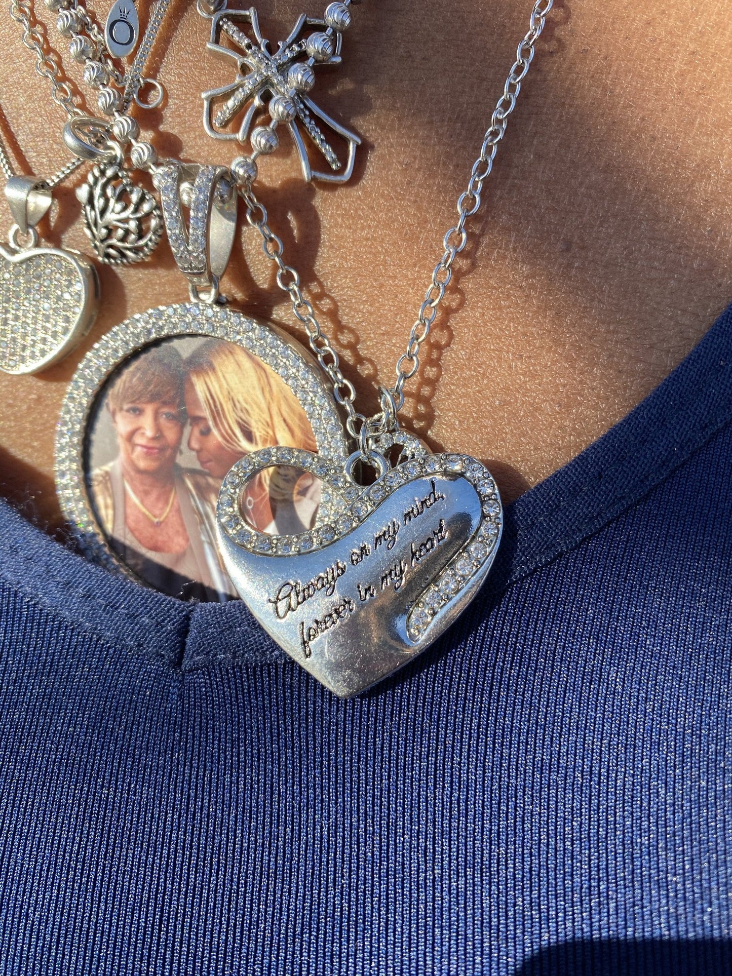 Memorial Heart Necklace Always On My Mind Pendant Silver
