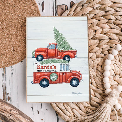 Santa Milk And Cookies Wooden Sign Christmas Eve Decor Rustic Bakery Holiday Kitchen Plaque