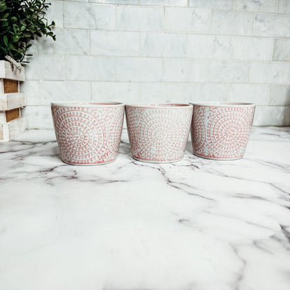 Mini Pink Hand-Painted Porcelain Cachepots Set Of 6 Decorative Planters