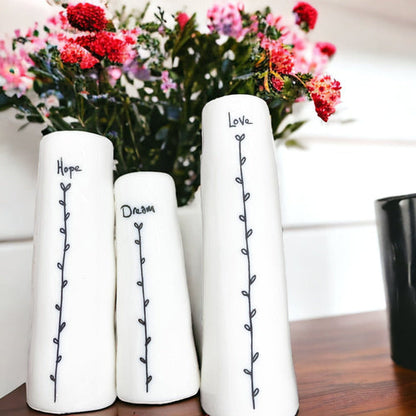 Mini Porcelain Vase Gift Set 3 White Glazed Bud Vases In Gift Box