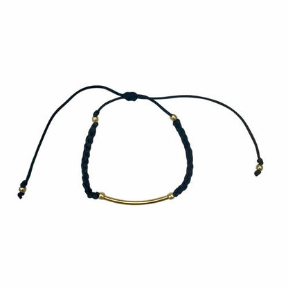Minimal Cotton Thread Bar Bracelet Adjustable Handwoven Layering Wristband