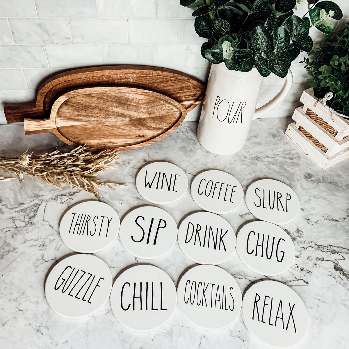 Minimalist Coasters Set - Modern Absorbent Drink Coasters for Home Decor