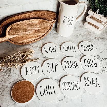 Minimalist Coasters Set - Modern Absorbent Drink Coasters for Home Decor