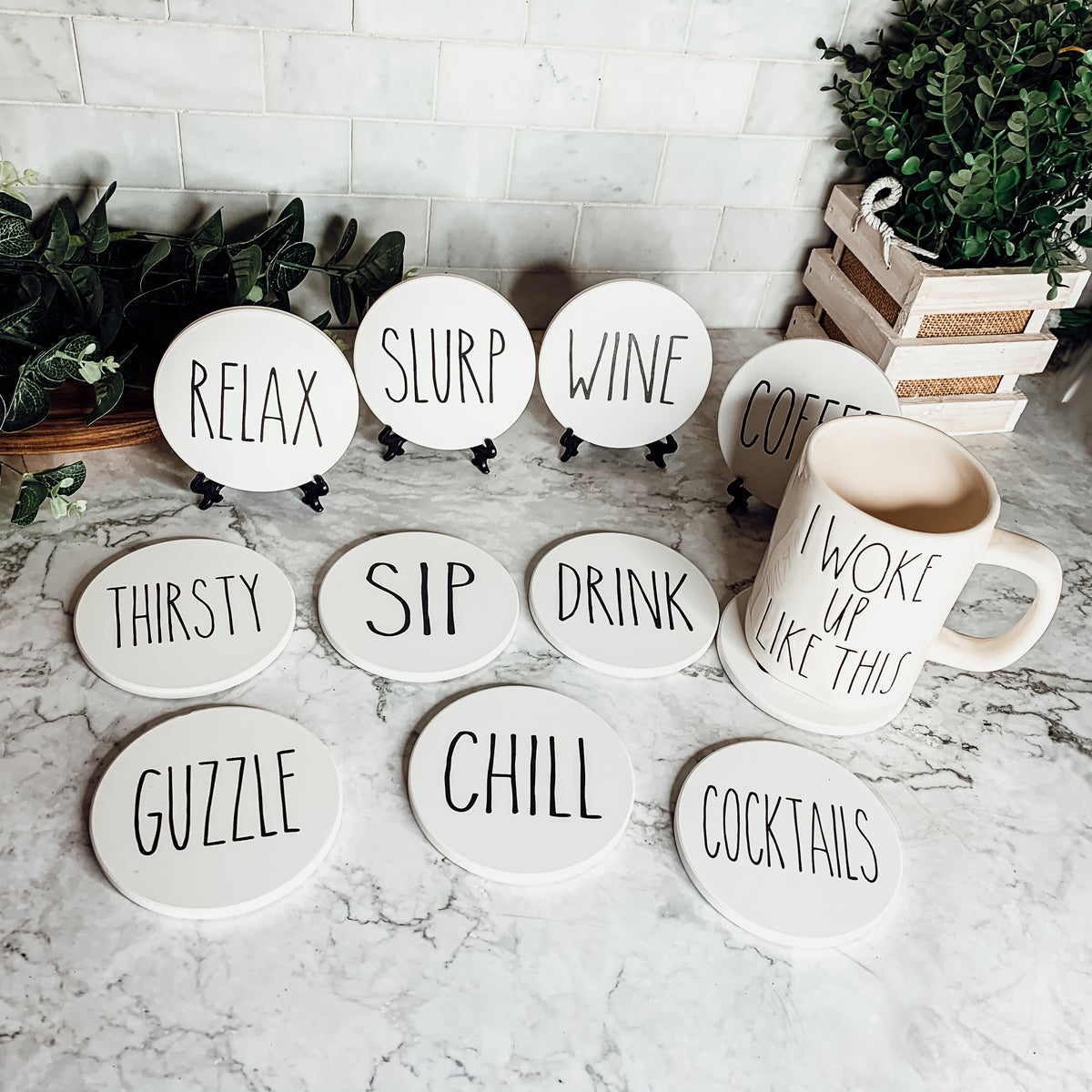 Minimalist Coasters Set - Modern Absorbent Drink Coasters for Home Decor