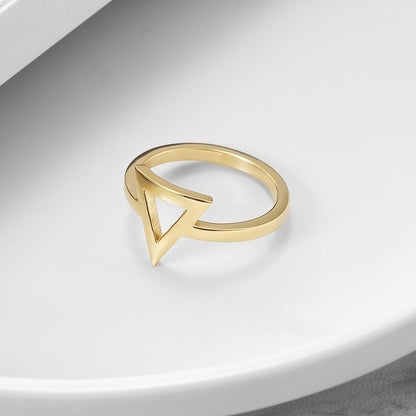 Minimalist Gold Triangle Ring For Women Adjustable Band
