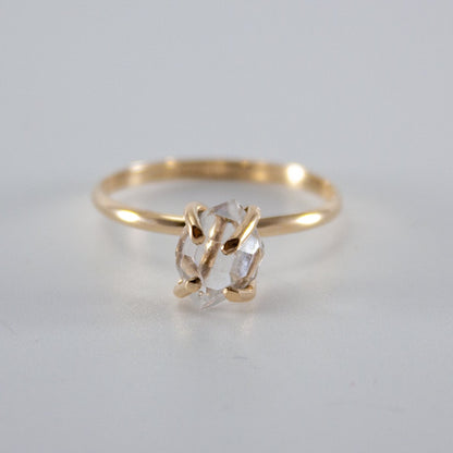 Herkimer Diamond 14K Gold Filled Solitaire Ring Minimalist