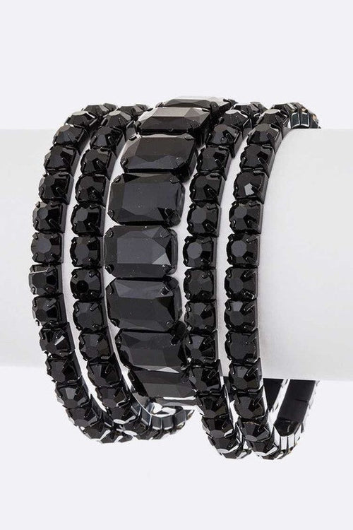 Mixed Stone Crystal Stretch Bracelet Set For Women