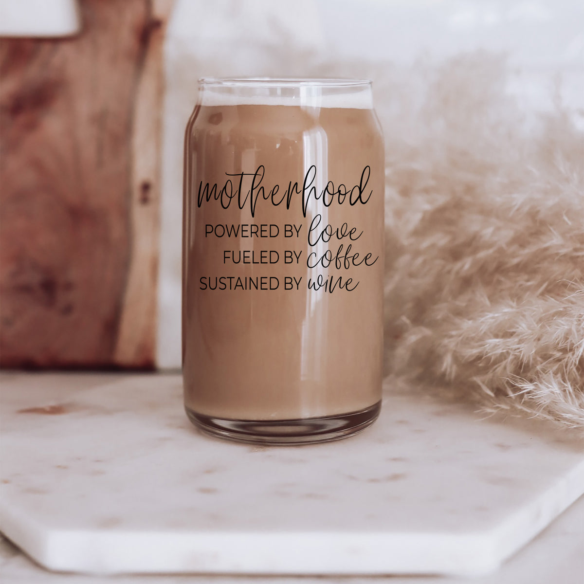 Motherhood Definition 17oz Glass Tumbler With Bamboo Lid And 2 Stainless Straws