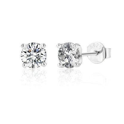 Moissanite 0.5-1.2 Ct D Color Stud Earrings 925 Sterling Silver For Women