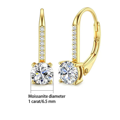 Moissanite 1ct 925 Sterling Silver Stud Earrings Unisex Retro Classic Wedding