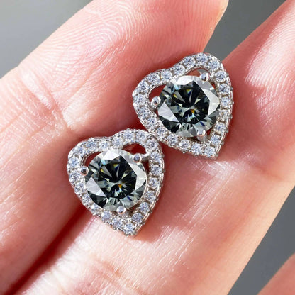 Moissanite 2ctw D Color Heart Stud Earrings 1ct Each 925 Sterling Silver