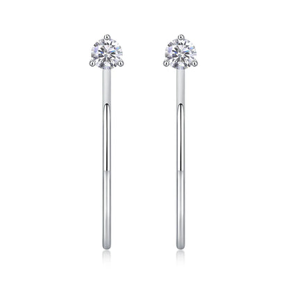 Moissanite 4mm D Color Hoop Earrings 2pc 925 Sterling Silver White Gold