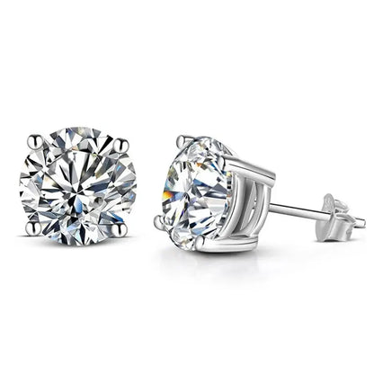 Moissanite 8mm D Color Stud Earrings 0.5-2 Ct 925 Sterling Silver Wedding