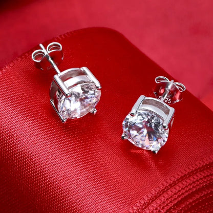 Moissanite 8mm D Color Stud Earrings 0.5-2 Ct 925 Sterling Silver Wedding