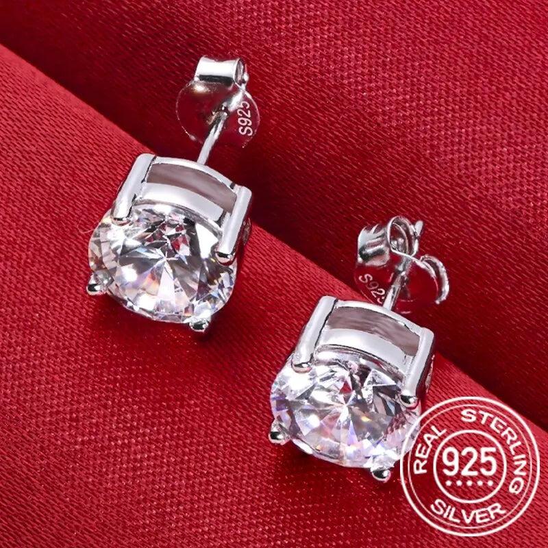 Moissanite 8mm D Color Stud Earrings 0.5-2 Ct 925 Sterling Silver Wedding