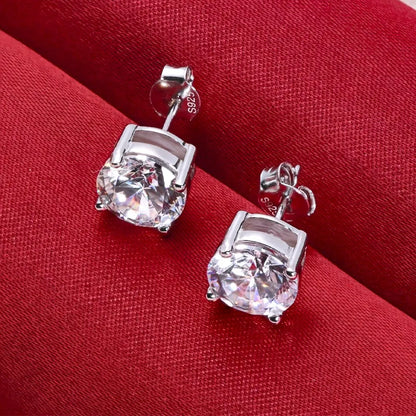 Moissanite 8mm D Color Stud Earrings 0.5-2 Ct 925 Sterling Silver Wedding