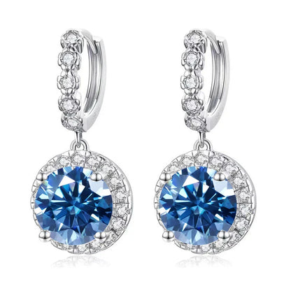 Moissanite 925 Sterling Silver Round D Color Drop Earrings Valentine's Gift