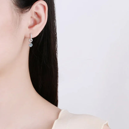 Moissanite 925 Sterling Silver Diamond Drop Earrings For Women Wedding Party