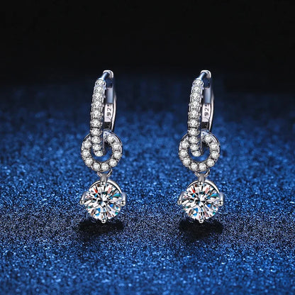 Moissanite 925 Sterling Silver Diamond Drop Earrings For Women Wedding Party