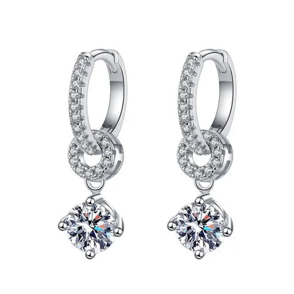 Moissanite 925 Sterling Silver Diamond Drop Earrings For Women Wedding Party