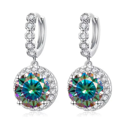 Moissanite 925 Sterling Silver Round D Color Drop Earrings Valentine's Gift