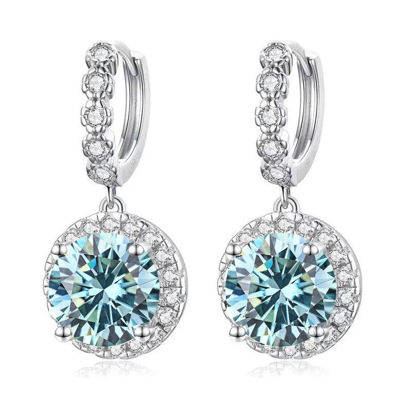 Moissanite 925 Sterling Silver Round D Color Drop Earrings Valentine's Gift