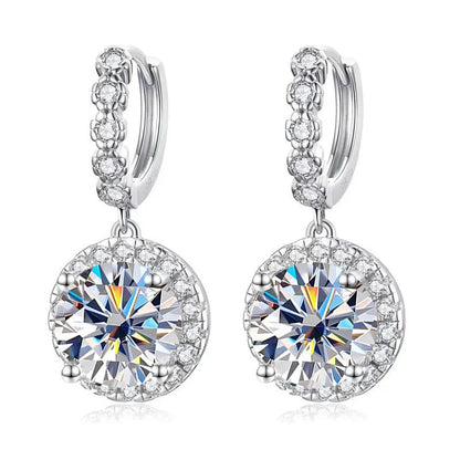 Moissanite 925 Sterling Silver Round D Color Drop Earrings Valentine's Gift