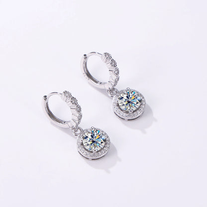 Moissanite 925 Sterling Silver Round D Color Drop Earrings Valentine's Gift
